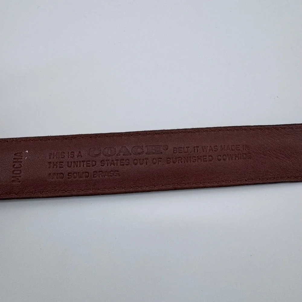 Coach Belt Men 30 Mocha Brown Burnished Cowhide Leather Solid Brass 5700 Vintage